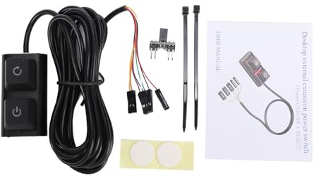 Plyisty Interrupteur d'alimentation PC, Interrupteur de Réinitialisation Externe pour Ordinateur avec Câble de 2 M et Lumières LED 7 Couleurs, pour Configuration de Jeu sur Ordinateur de