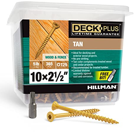 Deck Plus Wood Screws, Tan Exterior Screws, #10-2.5”, 5lb Box, 48416, White
