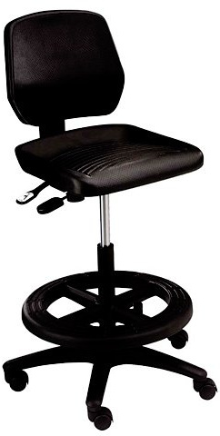 Office Master WS25 Workstool Basic Stool w/ Tilting Seat & Casters (22-32 H)