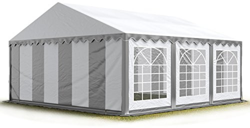 TOOLPORT Carpa para Fiestas Carpa de Fiesta 4x6 m Carpa de pabellón de jardín Lona PVC 700 N en Gris-Blanco Impermeable