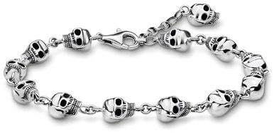 THOMAS SABO Armband Totenköpfe 925 Sterlingsilber, Geschwärzt