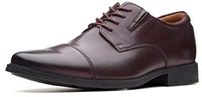 Clarks Tilden Cap, Scarpe con lacci Uomo, Wine Leather, 42 EU Larga