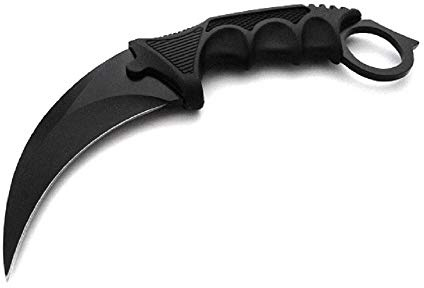 KS-11 19cm Black CS-GO Counter-Strike Honshu Karambit - Tiger-Tooth - Real Fighter - Full-Tang Freehand Messer - Jagd - Survival - Outdoor - Kampfmesser Messer schwarz