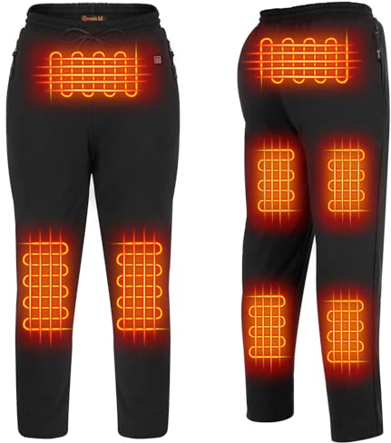 FERNIDA Black Heated Pants for Men Women Thick Fleece Electric Heating Pants for Outdoor Warming Leg, Battery Not Included, Large