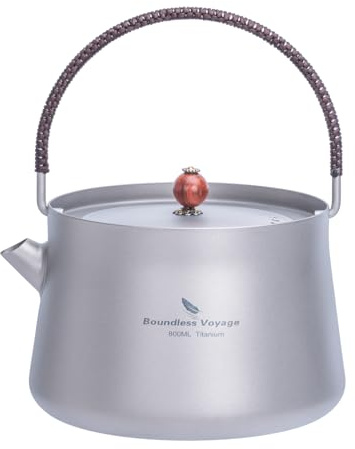 iBasingo 800ml Titan Tee Kessel mit Filter Leichte Teekanne Camping Kochfeld Wasserkocher Outdoor Wander Wasserkrug Ti3094D