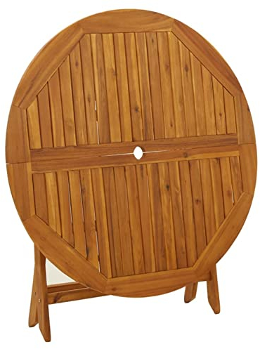Gecheer Tavolo da Pranzo Pieghevole in Legno Massello d'Acacia, Rotondo da Esterno 110x75 cm