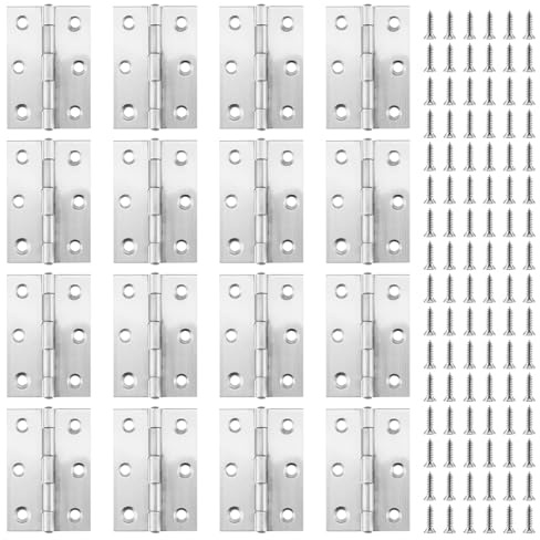 ZOENHOU Set di 16 cerniere per porta in acciaio inox, 63 x 44 mm, con 96 viti, per armadi, finestre, porte, mobili per la casa