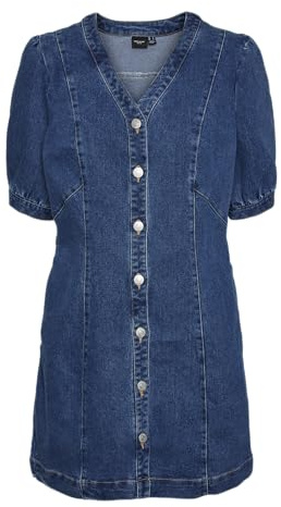 VERO MODA Vmmelody Yo342-Mini 2/4 Abito in Jeans, Media Blu Denim, XS Donna
