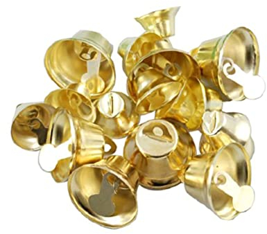 VINTORKY 100 Stück Kleiner Metall Weihnachtsglocken 16mm Goldfarbene Bastelglocken Für Deko Windspiele Fensterornamente Selbstgemacht Zubehör