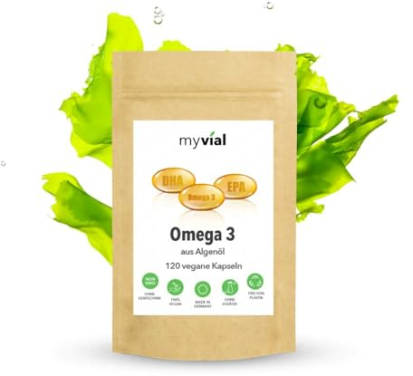 Omega 3 Kapseln vegan 120 Stück – 600 mg EPA & DHA aus Algenöl – hochdosiert – Triglycerid-Form – nachhaltig produziert in Deutschland – ohne Zusatzstoffe – laborgeprüft