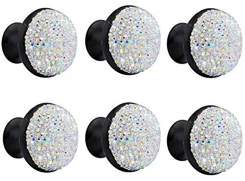 Generisch Bunte Kristallglas-Türknäufe in Pilzform, Schrankgriff, Schubladengriff mit Schraube, 6 Stück, 35 mm