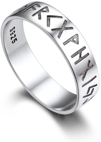 Bandmax Wikinger Ring Herren Damen Ringe Silber 925 Fingerring Größe 49mm Bandring 5mm breit Vintage Ringe Freundschaftsring Wikinger Schmuck Damen Geburtstag