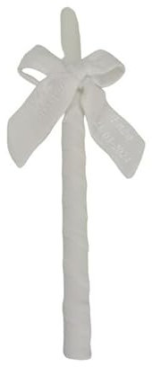 Vela para Bautizo personalizada - Vela Bautismal Personalizable con nombre y fecha – Vela de Bautizo decorada - Cirio de Bautizo - Modelo Lino – Nenel (Blanco)