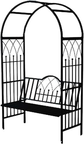 Arche de jardin avec siège, arche de jardin avec banc, plantes grimpantes, fleurs, vignes, supports d'escalade, arche de jardin (noir)