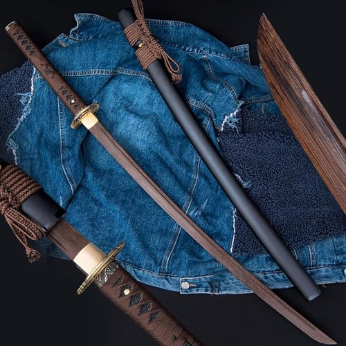 Svart Katana, blad av naturligt rosenträ och sprayskida i massivt trä, Handgjord Bokken, Kendo-övningar för Samurajsvärd i trä, Presenter, Dekoration, Cosplay-103CM