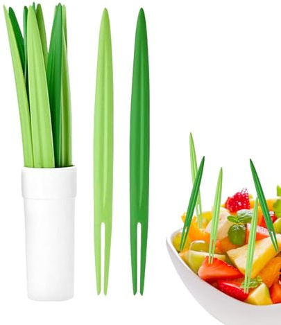 Tenedores de frutas | Pequeños palillos decorativos de frutas verdes, bonitos palillos de comida para el hogar, cocina, tenedores ergonómicos para restaurantes, cocina, cafeterías