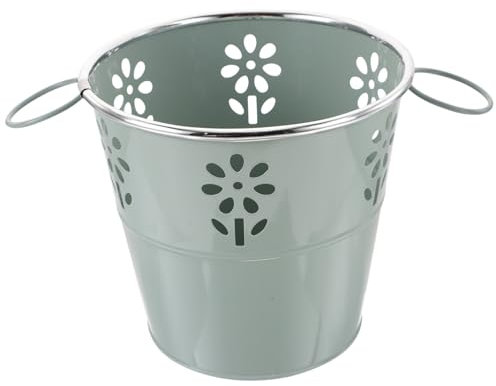 BESPORTBLE Vintage Metallblumenvase Mit Henkel Dekorative Eisenblumentöpfe Für Balkon Und Wohnung Runde Rustikale Blumentöpfe Für Trockenblumen Und Pflanzen Stilvolles Wohnaccessoire