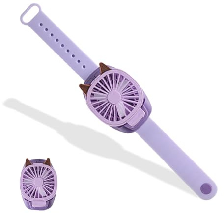 KYGVHOHI Mini Ventilatore Usb Orologio, Ventilatore Universale da Polso Portatile, Materiale Morbido e Flessibile, 3 Velocità, Direzione Regolabile e Luci Colorate