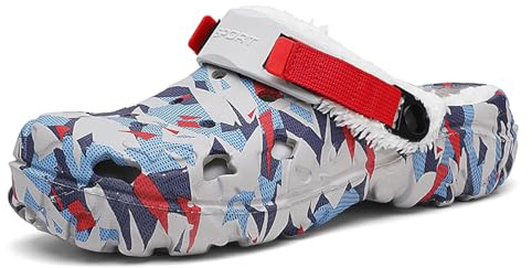 FLIOZY Zoccoli da Uomo Foderati in Pelliccia: Zoccoli Invernali Caldi e Pelosi – Morbidi Scarpe da Giardino – per casa, Esterni, Interni, Peluche con Cinturino Posteriore Regolabile, Rosso, 46EU