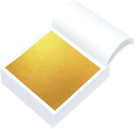 200 Blatt Blattgold, Blattgold Zum Basteln, Goldfolie, Goldpapier Zum Basteln für Kunst & Handwerk DIY-Projekte, Goldfolie Buchbinden für Malerei Bastelarbeiten und Möbel Dekoration (8.5 * 8cm)