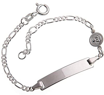 Silberketten-Store Baby- & Kinder ID Armband mit Engel-Anhänger inkl. Gravur & Geschenksäckchen I aus 925 Silber gefertigt I nickelfrei für Allergiker geeignet I 10 Schriftarten