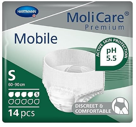 MoliCare Premium Mobile Einweghose: Diskrete Anwendung bei Inkontinenz für Frauen und Männer; 5 Tropfen, Gr. S (60-90 cm Hüftumfang), 14 Stück