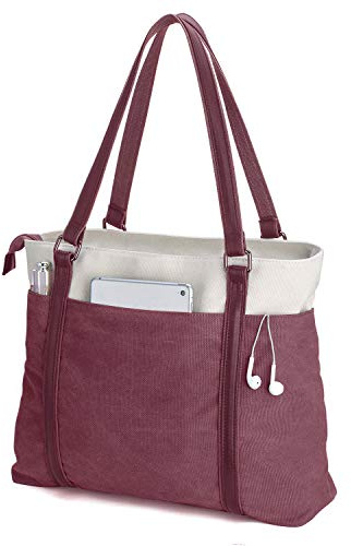 Bolsa de trabajo para mujer con compartimento para laptop, bolsillos con cremallera, bolso para profesor