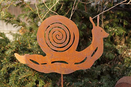 Rostalgie Edelrost Schnecke Glitschi auf Stab 97 cm Gartenstecker Figur Dekoration
