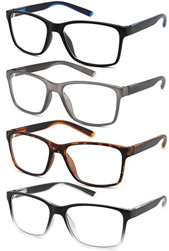 Blue Light Blocking Reading Glasses for Men 4-Pack Stylish Computer Readers with Spring Hinges,Anti Glare/Eye Strain Filter UV Ray Lightweight Reader Eyeglasses,+1.25 Magnification Strength