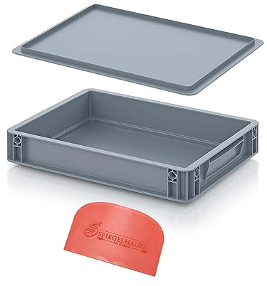 Bäckerei Spiegelhauer Pizzaballenbox mit Deckel und Teigschaber lebensmittelecht Pizzabox für Pizzateig I Passform für Kühlschrank I Pizza Gärbox Pizzateig-Behälter mit Deckel Teigballenbox Teigbox