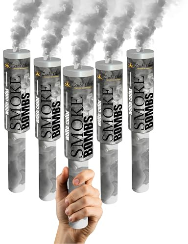 Lot de 5 Fumigènes à Main Blanc – Déclenchement à Goupille, Durée 60 Secondes, Couleurs Vibrantes | Fumigène Couleur à Tenir en Main – Catégorie F1 | Zenda Club® – Livraison Gratuite 48H