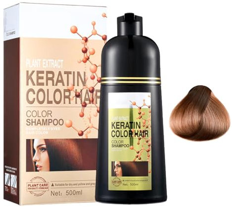 Champú Para Color De Cabello Castaño Claro - Champú Para Tinte Natural Para El Cabello, Tinte Para El Cabello 6 En 1 Que Cubre Las Canas, Champú De Color De Larga Duración Para Hombres Y Mujeres