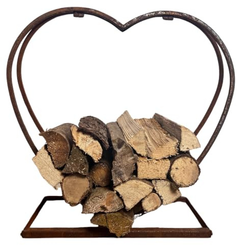 Terma Stahldesign Edel Rost Herz Holzregal (ohne Holz) Made in Germany Edelrost Herz, Gartendeko Herz, Gartenfigur, (Herz vierkant Rahmen)