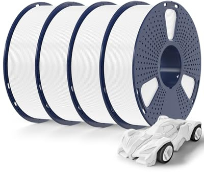 SUNLU 4KG Bündel Rapid PETG Filament, Hohe Geschwindigkeit 30-600mm/s 3D Drucker Filament 1.75mm ±0.02 mm, 1kg Reusable Spule, 4 Stück Insgesamt (Weiß x 4)