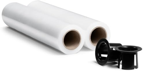 RAGO® Film etirable Demenagement Transparente Lot de 2 I 0,85 kg I 7,5 x 7,5 x 40 cm I Film plastique Emballage Noir I Film à Palette i Rouleau emballage Colis avec Distributeur 150m