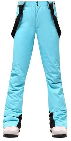 Wasserdichte Skihose für Damen, isolierte Schneehose, Winter-Snow-Hose mit verstellbaren Hosenträgern, Thermo-Skibekleidung, winddichte und atmungsaktive Schneehose, Outdoor-Sport, Blau, blau, 3XL