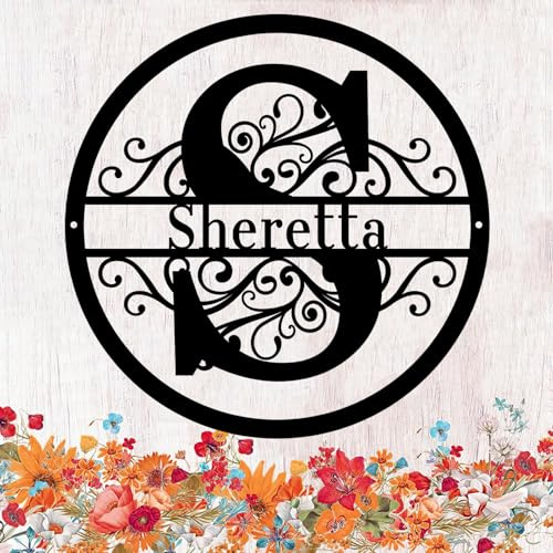 SJZUISL Metallschild personalisiert, Personalisiertes Türschild mit Monogramm, Wanddekoration Kunstdekor Geschenk Haustürschild Namensschild für Geschenke, Hochzeit Wanddekoration Schilder