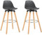 HOMCOM Juego de 2 Taburetes Altos de Cocina Altura Asiento 69 cm Taburetes de Bar Sillas Altas de Cocina Tapizado en PU con Respaldo Patas de Madera para Comedor Negro