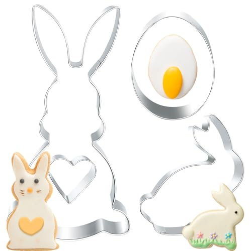 Plätzchen Ausstecher Ostern Groß 12,7/8 cm Ausstechform Osternhase Keksausstecher Hase Ostereier Herz,Edelstahl Hasen Ausstecher Ostern Backform Edelstahl für Plätzchen Backen Kinder