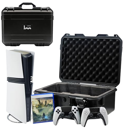 Luck&Link El Paquete de Viaje de Casco Duro es Compatible con la Consola PlayStation 5 Pro, los Accesorios Impermeables ps5 Pro Maleta, con Espuma Personalizada, para Versiones estándar y Digitales