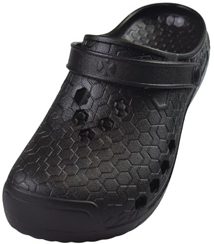 APREGGIO Gartenschuhe Herren Clogs Garten - Gartenclogs Herren Gartenschuhe Männer Leicht - Clogs für Garten, Freizeit, Arbeit und Sommer Schwarz 42 EU