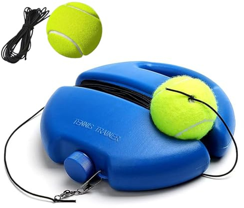Q&F Tech Tennis Trainer Rebound Ball Set Solo Practice Reaction Ball Portable Self Training Tool 1 Training Base and 2 String Balls for Beginners/Adults-1Base+2Balls