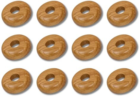 Marco Paul Lot de 12 cache-tuyaux de radiateur en chêne – Colliers de tuyau de radiateur en bois durable pour sol – Facile à installer – Colliers de tuyau en chêne à clipser de 15 mm – Anneaux de sol