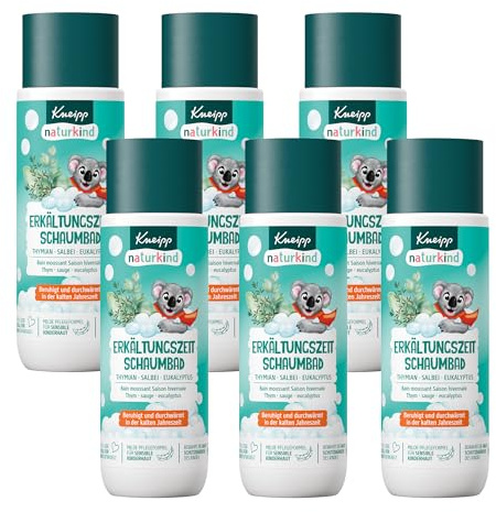 Kneipp Naturkind Cold Time Bubble Bath Multipack - Thyme Sage Eucalyptus - Soothes and Warms in the Cold Season - 6 x 200 ml