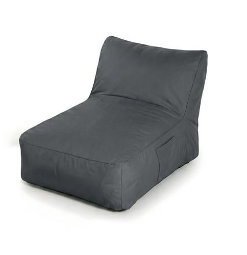 80 Oak Premium XXL Outdoor Sitzsack-Liege mit Memory Foam Füllung, wetterfest & UV-beständig, 600D Oxford Nylon, für Garten, Balkon, Pool (Beige/Hellgrau/Dunkelgrau) (Dunkelgrau, Sitzsack kurz)
