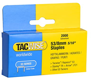TACWISE 0335 - Caja 2000 grapas galvanizadas 53/8mm, Negro