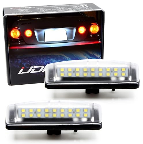 iJDMTOY OEM-Fit 3W 18-SMD Xenon White Full LED License Plate Light Kit Compatible with Lexus is GS ES RX HS, Compatible with Toyota Prius Camry, Scion tC, etc