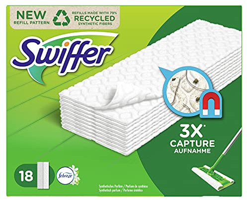 Swiffer Balai Attrape-Poussière Recharges Lingettes Sèches, 18 Lingettes Nettoyantes, Attrape et Retient la Poussière