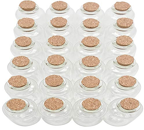 Axe Sickle 32 Pcs 30 mL Cork Stopper Glass Bottles 1 Ounce DIY Decoration Mini Wishing Glass Bottles for Potion, Party Favors, Weddings, Message in a Vials