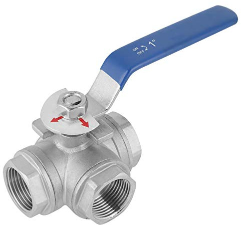 1PCS DN25 3-Wege-Ventil 1In Kugelhahnverriegelung Kugelhahn Edelstahl-Wasserventil SUS304 Rohrkugelhahn L-Typ Innengewinde zum Abschneiden und Steuern im industriellen Bereich